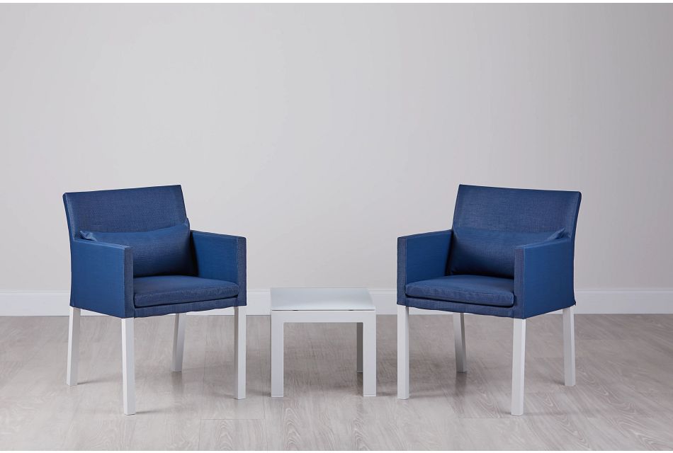 Lisbon Navy Cushioned Outdoor Chat Set, (0)